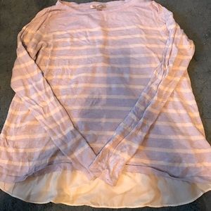 Purple & White Striped Long Sleeve Sweater